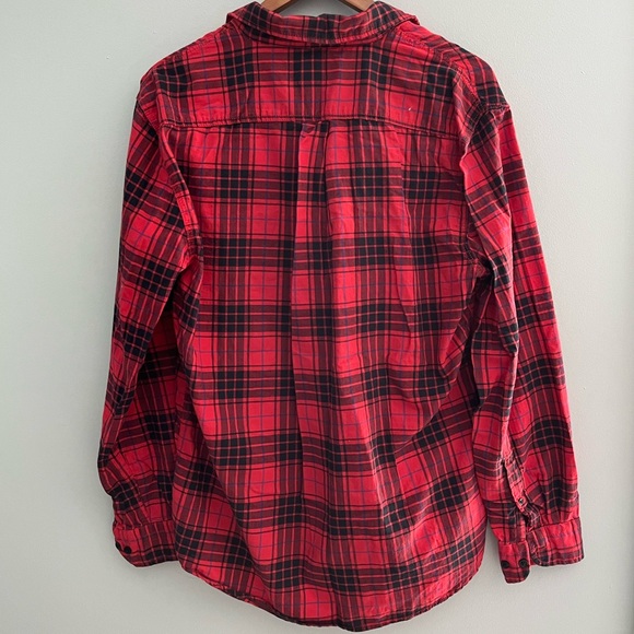 U.S. Polo Assn. Men’s Red Black Plaid Long Sleeve Button Down Shirt - Picture 2 of 4